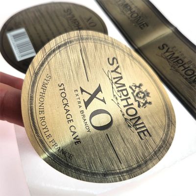 Υψηλής ποιότητας συσκευασία μπουκαλιών κόκκινου κρασιού Βινύλιο αυτοκόλλητο με χάλκινη ετικέτα για χυμό ουίσκι