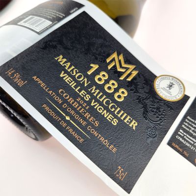 CMYK Αποτύπωση Ετικέτες μπουκαλιών σαμπάνιας Χρυσό φύλλο Ετικέτα κρασιού εκτύπωση
