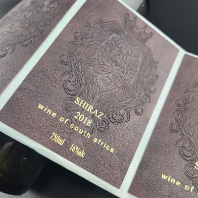 Προσαρμοσμένη αυτοκόλλητη ανθεκτική δερμάτινη χαρτί ανάγλυφο χρυσό φύλλο ετικέτα κρασιού για συσκευασία μπουκαλιών κρασιού