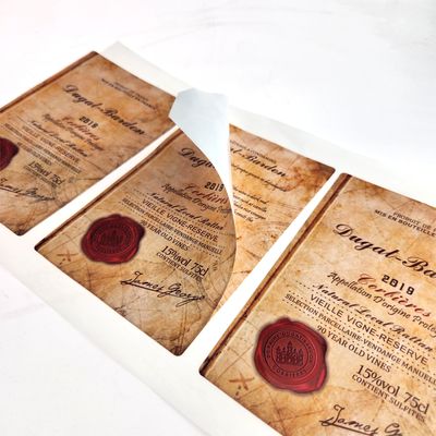 Αγορά Προσαρμοσμένο αυτοκόλλητο κρασιού Ετικέτα κρασιού για την εκτύπωση ετικέτας κόκκινου κρασιού online manufacture