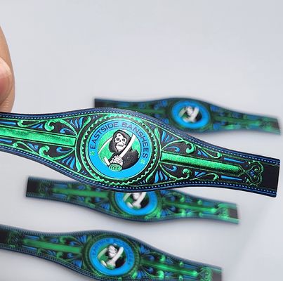 Εξαιρετικής ποιότητας, προσαρμοσμένο OEM αδιάβροχο δαχτυλίδι πούρου από βινύλιο με εκτύπωση Spot UV και ανάγλυφη εκτύπωση, υψηλής ποιότητας αυτοκόλλητο ετικέτας πούρου με προσωπικό λογότυπο, αδιάβροχο