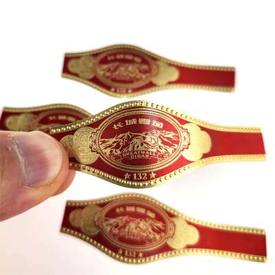 Αγορά Custom Round Rectangular Oval Cigar Band Label with Gold Foil Stamping and Embossed Design online manufacture