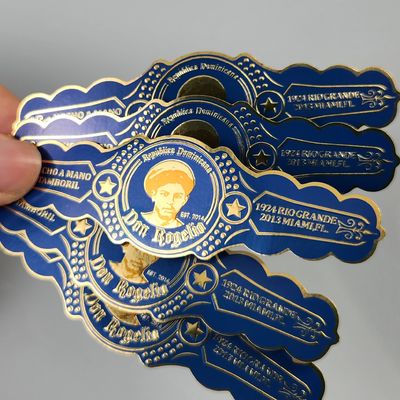 Καλή τιμή Υψηλής ποιότητας OEM ετικέτα πούρου με ιδιωτικό λογότυπο αυτοκόλλητο αυτοκόλλητο UV 3D ανάγλυφη εκτύπωση χρυσού φύλλου με βινύλιο εκτυπωμένο ετικέτα πούρου για πάρτι & γάμο & Χριστούγεννα σε απευθείας σύνδεση